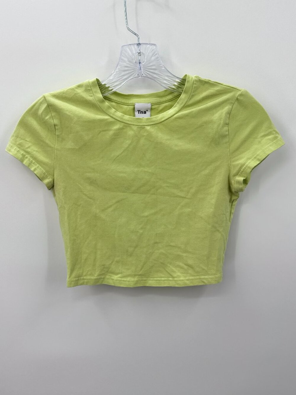 Aritzia Tna Homestretch Baby Tee XS Chartreuse Green Crop T-Shirt Y2K Streetwear